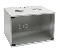 HMF Baie de Brassage 19 Pouces, Armoire réseau 7U avec Porte vitrée, Profondeur 400 mm, Coffret Mural pour Serveur, réseau et Informatique | Gris Clair