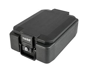 HMF Boîte à documents ignifuge DIN A4 - Format portrait - Caisse à monnaie verrouillable - 41 x 28 x 15,5 cm - Noir