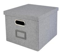 HMF Boîte de rangement avec couvercle pour dossiers suspendus DIN A4 | boite dossier suspendu | convient pour Kallax | 33 x 37,5 x 28 cm | Gris