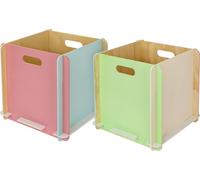 HMF boîte de rangement en bois, boîte d'étagère adaptée au Kallax, set de 2, 32x32x32 cm, Multicolore