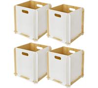 HMF boîte de rangement en bois, boîte d'étagère adaptée au Kallax, set de 4, 32x32x32 cm, blanc