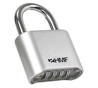 HMF Cadenas à Combinaison 4 Chiffres, Cadenas robuste en Alliage de Zinc | 5,3 x 2,4 x 7,8 cm | Argent