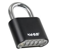 HMF Cadenas à Combinaison 4 Chiffres, Cadenas robuste en Alliage de Zinc | 5,3 x 2,4 x 7,8 cm | Noir