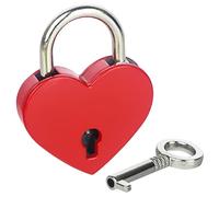 HMF Cadenas décoratif Mini avec clé en forme de cœur | 3,9 x 3 x 0,7 cm | Rouge