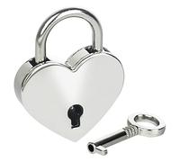 HMF Cadenas décoratif Mini avec clé en forme de cœur | 5,9 x 5 x 0,8 cm | Argent