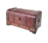 HMF Coffre au trésor en bois, grand coffre au trésor avec serrure décorative pour anniversaire d’enfant | 54 x 28 x 30 cm | Mexique