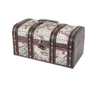 HMF Coffre au trésor en bois, grand coffre au trésor avec serrure décorative pour anniversaire d’enfant | 38 x 20 x 19 cm | Cuba