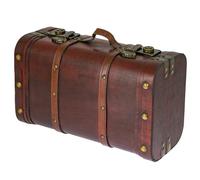 HMF Coffre au trésor en bois, grande Malle au trésor avec fermetures à loquet, Valise décorative vintage pour anniversaire d’enfant, mariage ou jubilé | 40 x 23,5 x 16,5 cm | Pérou