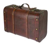HMF Coffre au trésor en bois, grande Malle au trésor avec fermetures à loquet, Valise décorative vintage pour anniversaire d’enfant, mariage ou jubilé | 45 x 30,5 x 20 cm | Pérou