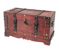 HMF Coffre au trésor en bois, grande Malle au trésor avec serrure décorative pour anniversaire d’enfant | 50 x 25 x 28 cm | France