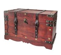 HMF Coffre au trésor en bois, grande Malle au trésor avec serrure décorative pour anniversaire d’enfant | 60 x 35 x 38 cm | France