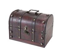 HMF Coffre au trésor en bois, petit coffre au trésor avec serrure décorative pour anniversaire d’enfant | 30 x 20 x 22 cm | Italie