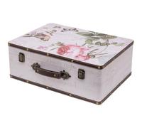 HMF Coffre décoratif vintage en bois avec couvercle et poignée en cuir, boîte de rangement élégante et idée cadeau pour mariage ou anniversaire | Rose | 44 x 32 x 16 cm