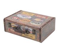HMF Coffre décoratif vintage en bois avec couvercle et poignée en cuir, boîte de rangement élégante et idée cadeau pour mariage ou anniversaire | Garage | 38 x 26 x 13 cm
