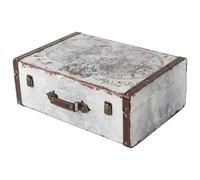 HMF Coffre décoratif vintage en bois avec couvercle et poignée en cuir, boîte de rangement élégante et idée cadeau pour mariage ou anniversaire | Carte du monde | 44 x 32 x 16 cm