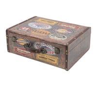 HMF Coffre décoratif vintage en bois avec couvercle et poignée en cuir, boîte de rangement élégante et idée cadeau pour mariage ou anniversaire | Garage | 44 x 32 x 16 cm