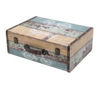 HMF Coffre décoratif vintage en bois avec couvercle et poignée en cuir, boîte de rangement élégante et idée cadeau pour mariage ou anniversaire | Vélo | 44 x 32 x 16 cm