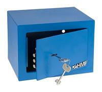 HMF Coffre fort a clef, petit coffre fort | 23 x 17 x 17 cm | Bleu