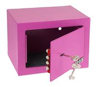 HMF Coffre fort a clef, petit coffre fort | 23 x 17 x 17 cm | Rose