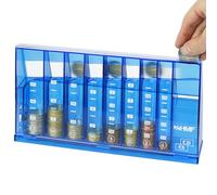 HMF Compteur de pièces avec tri Automatique pour Le Rangement de la Monnaie, trieur de pièces Transparent avec échelle de Valeur, Tirelire pour Enfants | 24 x 12 x 5 cm | Bleu