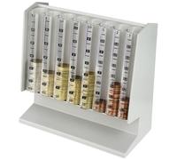 HMF Compteur de pièces pour tri et rangement de la monnaie, trieur de pièces transparent avec échelle des valeurs, tirelire pour enfants | 21 x 19,5 x 10 cm | Gris clair