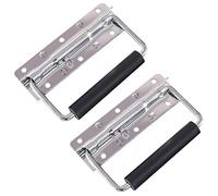 HMF Lot de 2 poignées pliantes à ressort (12,5 x 4 cm) avec 6 trous - Argenté