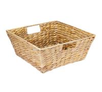 HMF Panier cadeau vide, panier de rangement tressé en jacinthe d’eau avec poignées, rectangulaire, 30 x 30 x 12 cm