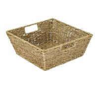 HMF Panier cadeau vide, panier de rangement tressé en jonc de mer avec poignées, rectangulaire, 30 x 30 x 12 cm