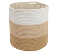 HMF Panier de rangement avec poignées cachées - Panier rond compatible avec Kallax - 31 x 31 cm - Blanc/marron