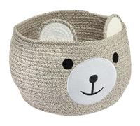 HMF Panier de rangement avec poignées dissimulées, panier en coton pour chambre d’enfant | Ours | 30 x 24 cm | Marron Clair