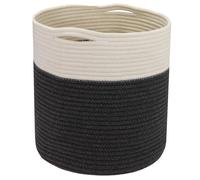 HMF Panier de rangement avec poignées dissimulées, panier rond adapté à Kallax | 31 x 31 cm | Blanc-Gris