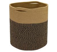 HMF Panier de rangement avec poignées dissimulées, panier rond adapté à Kallax | 31 x 31 cm | Noir-Miel