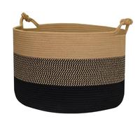 HMF Panier de rangement avec poignées en forme de nœuds porte-bonheur, grand panier en coton | 50 x 33 cm | Noir-Miel