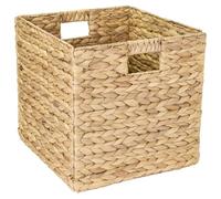 HMF Panier de rangement, boîte de rangement tressée en jacinthe d'eau et en jonc de mer | convient pour Kallax | 32 x 34,5 x 32 cm