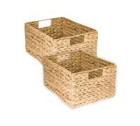 HMF panier de rangement, panier pliable tressé en jacinthe d'eau jonc de mer | set de 2 pièces | taille L | 36 x 28 x 20 cm