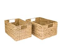 HMF panier de rangement, panier pliable tressé en jacinthe d'eau jonc de mer | set de 2 pièces | taille M + L