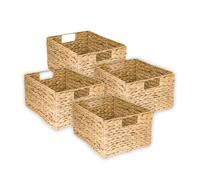 HMF panier de rangement, panier pliable tressé en jacinthe d'eau jonc de mer | set de 4 pièces | taille L | 36 x 28 x 20 cm