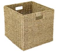 HMF Panier de rangement, panier tressé en jonc de mer | adapté pour Kallax | 32 x 34,5 x 32 cm