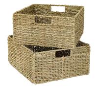 HMF Panier de rangement, panier tressé en jute | lot de 2 | adapté au demi-compartiment Kallax | 30 x 34 x 15 cm