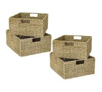 HMF Panier de rangement, panier tressé en jute | lot de 4 | adapté au demi-compartiment Kallax | 30 x 34 x 15 cm