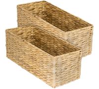 HMF Panier de rangement pour demi-compartiment d’étagères, compatible avec étagère KALLAX, panier tressé en jacinthe d’eau pour salle de bain, cuisine et espace de vie, lot de 2, 38 x 15 x 14 cm