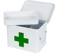 HMF pharmacie domestique en métal, mallette à médicaments, 22,5 x 16,5 x 15,5 cm, blanc