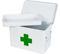 HMF pharmacie domestique en métal, mallette à médicaments, 32,5 x 20 x 20,5 cm, blanc