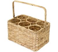 HMF Porte-bouteilles pour 6 bouteilles, panier à bouteilles tressé en jacinthe d'eau durable, 32 x 22 x 18 cm