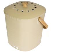 HMF Poubelle à Compost Cuisine, Composteur de Cuisine Anti-odeurs avec Filtre à Charbon Actif dans Le Couvercle, 6 litres, Beige