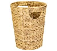 HMF Poubelle de bureau, corbeille à papier ronde en jacinthe d'eau tressée pour bureau et chambre, diamètre 25 cm, hauteur 30 cm, beige