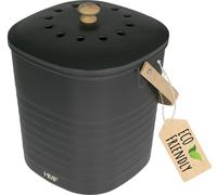 HMF poubelledurable 3780 cuisine, poubelle à compost inodore avec couvercle, 6 litres, noir