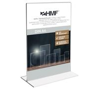 HMF Présentoir de Table Acrylique A4 Format Portrait, Porte Menu Restaurant, Double Face, Support Affiche Publicitaire pour Bureau, Restaurant, Menu | Transparent
