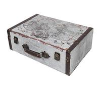 HMF VKO101 Valise en Bois Vintage | 38 x 26 x 13 cm | Grand | Carte du Monde comme Décoration