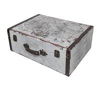 HMF VKO101 Valise en Bois Vintage | 44 x 32 x 16 cm | Grand | Carte du Monde comme Décoration